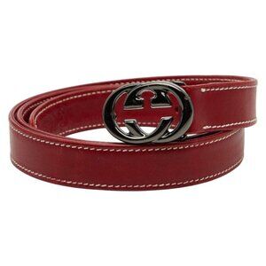 Gucci Crystal Interlocking G Leather Belt Bordeaux 70/28 NWT Full Set Gucci Interlocking Belt Indiana Women main image 4